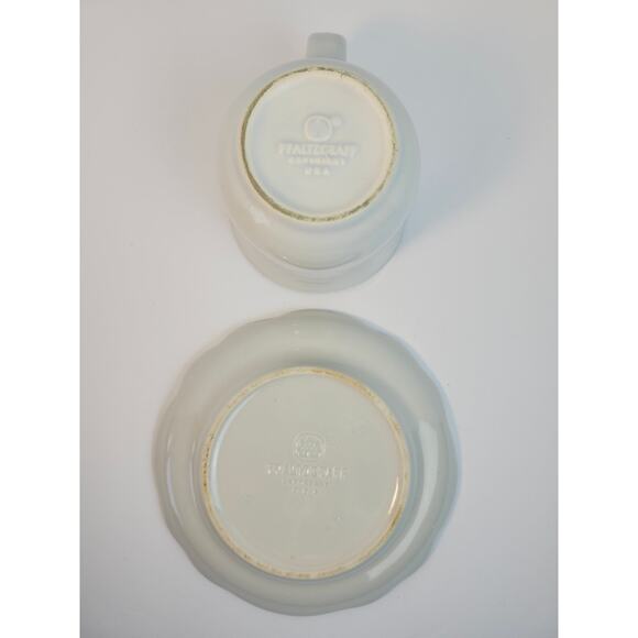 Pfaltzgraff Poetry Blue Rose Vintage Cup And Saucer Glossy Coffee Tea - Picture 7 of 12